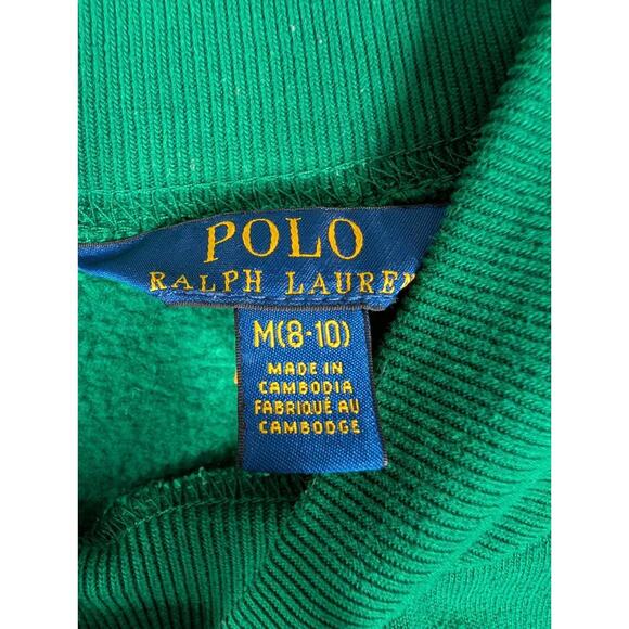 Polo Ralph Lauren Girls M 8/10 Green Spellout Sweatshirt Preppy Designer School - Picture 4 of 9